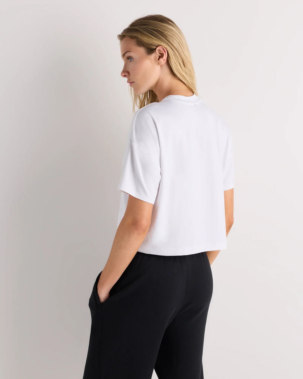Flowknit Breeze Boxy Cropped Tee - XS / Heather Deep Navy