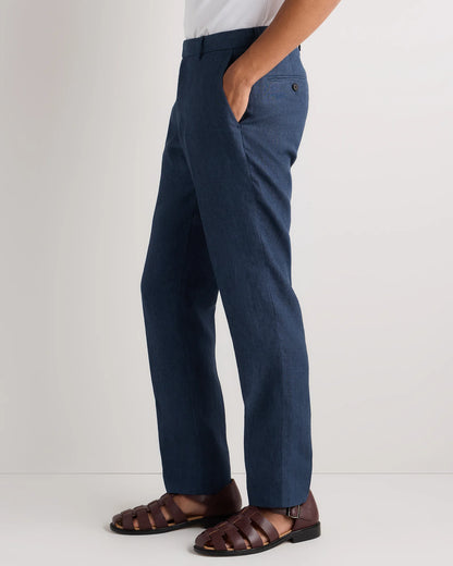 100% European Linen Tailored Dress Pants - 30X30 / Washed Navy