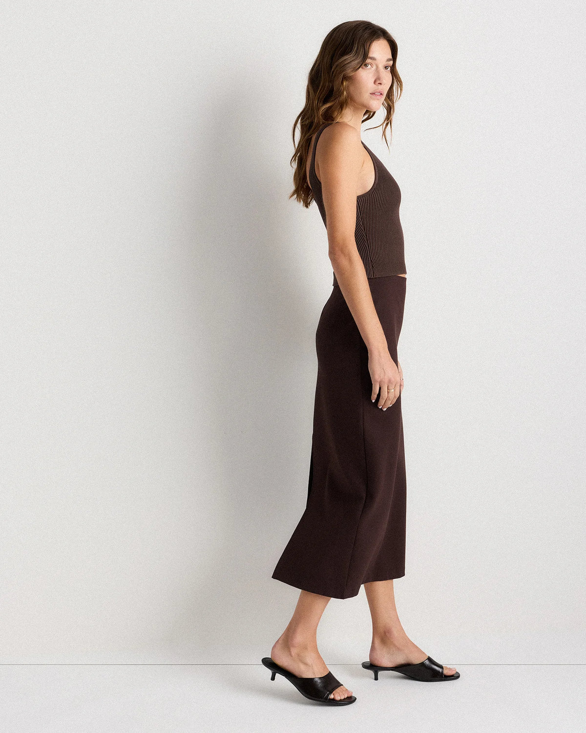 Ultra-Stretch Ponte Maxi Pencil Skirt - XS / Navy