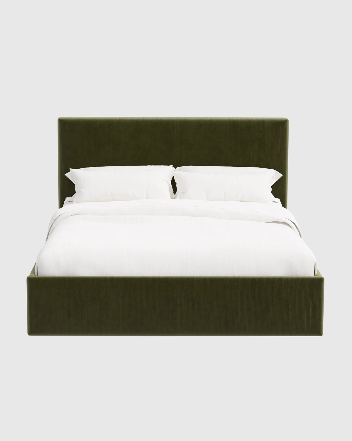 Square Bed in Performance Velvet - Full / Chocolate