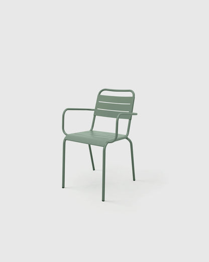 Powder-Coated Aluminum Outdoor Dining Set - One Size / Sage Green