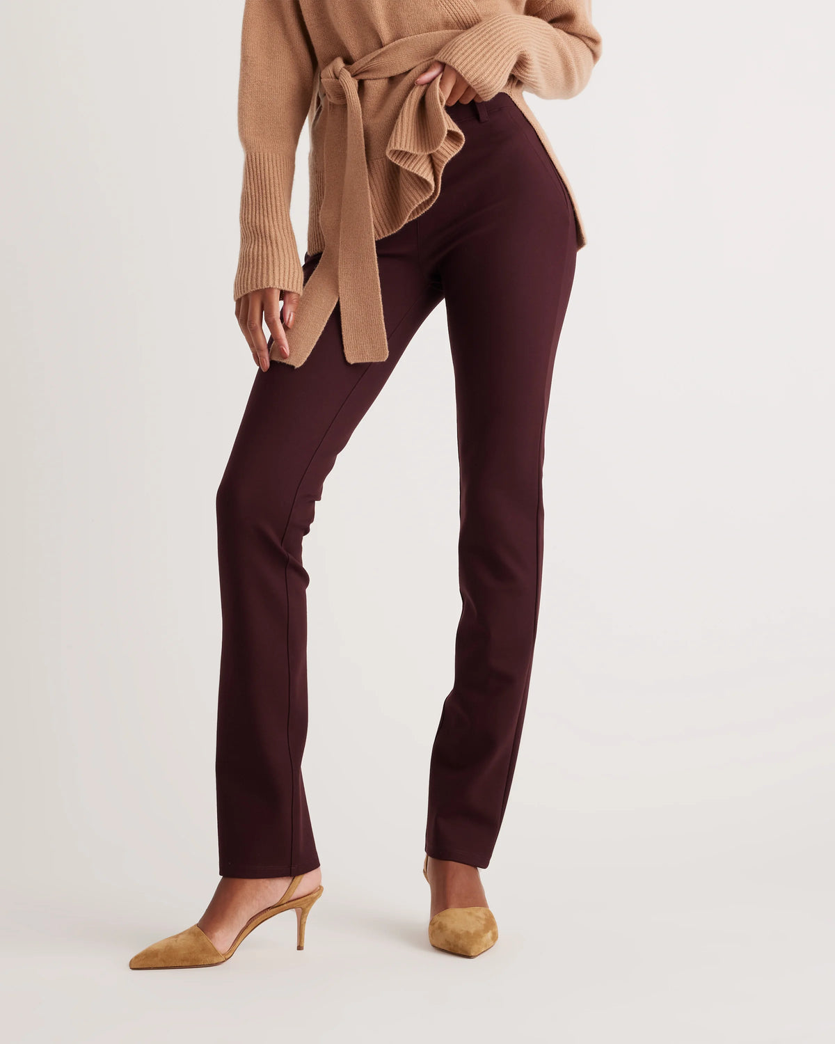 Ultra-Stretch Ponte Straight Leg Pants - XS / Morel Grey