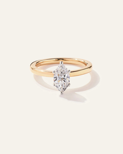 Lab Grown Diamond Marquise Comfort Fit Engagement Ring - 1ct - 4 / Yellow Gold