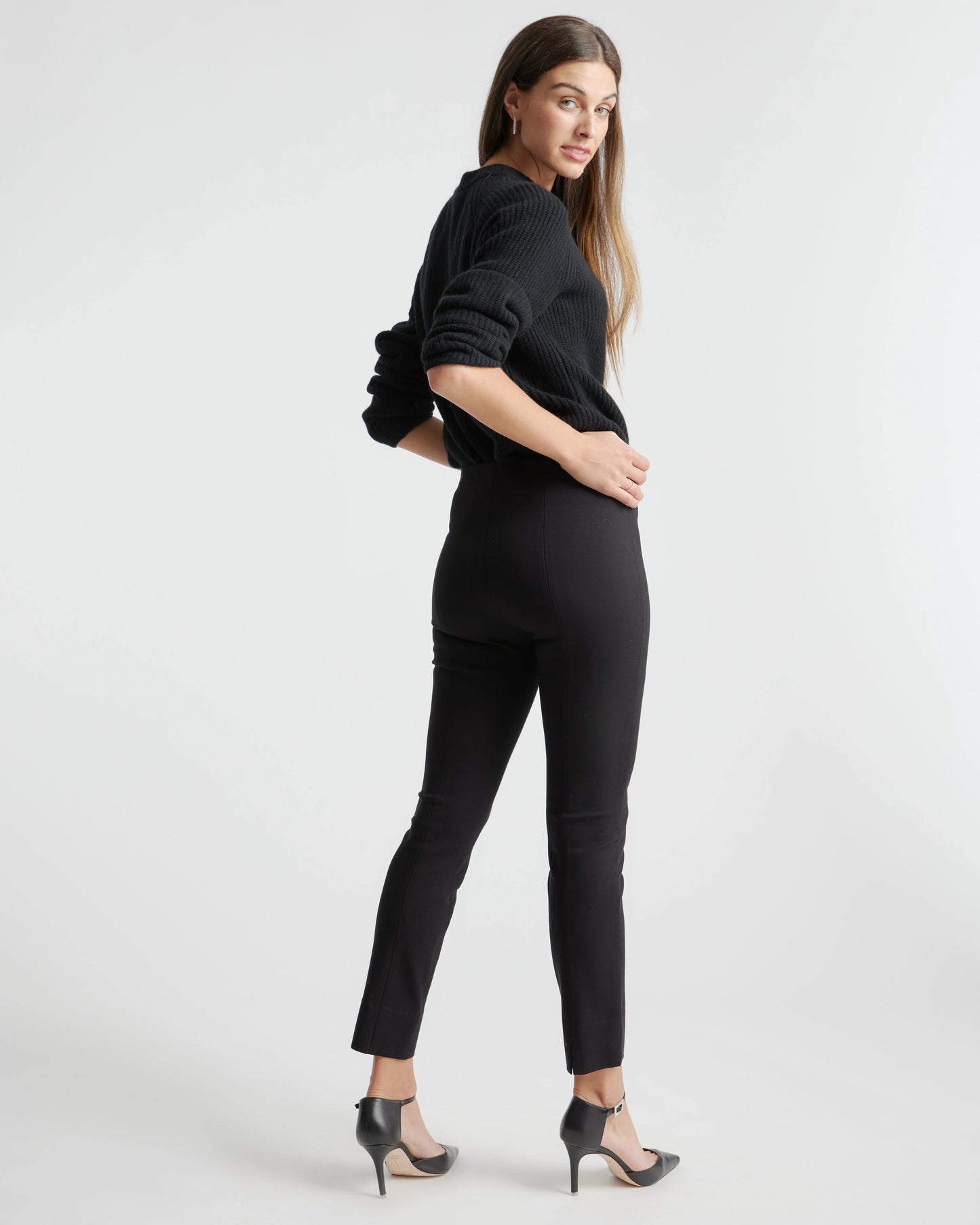 Ultra-Stretch Ponte Pintuck Ankle Pants - XS / Ecru