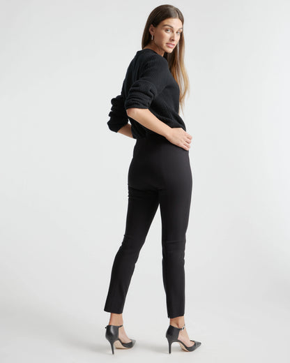 Ultra-Stretch Ponte Pintuck Ankle Pants - XS / Ecru
