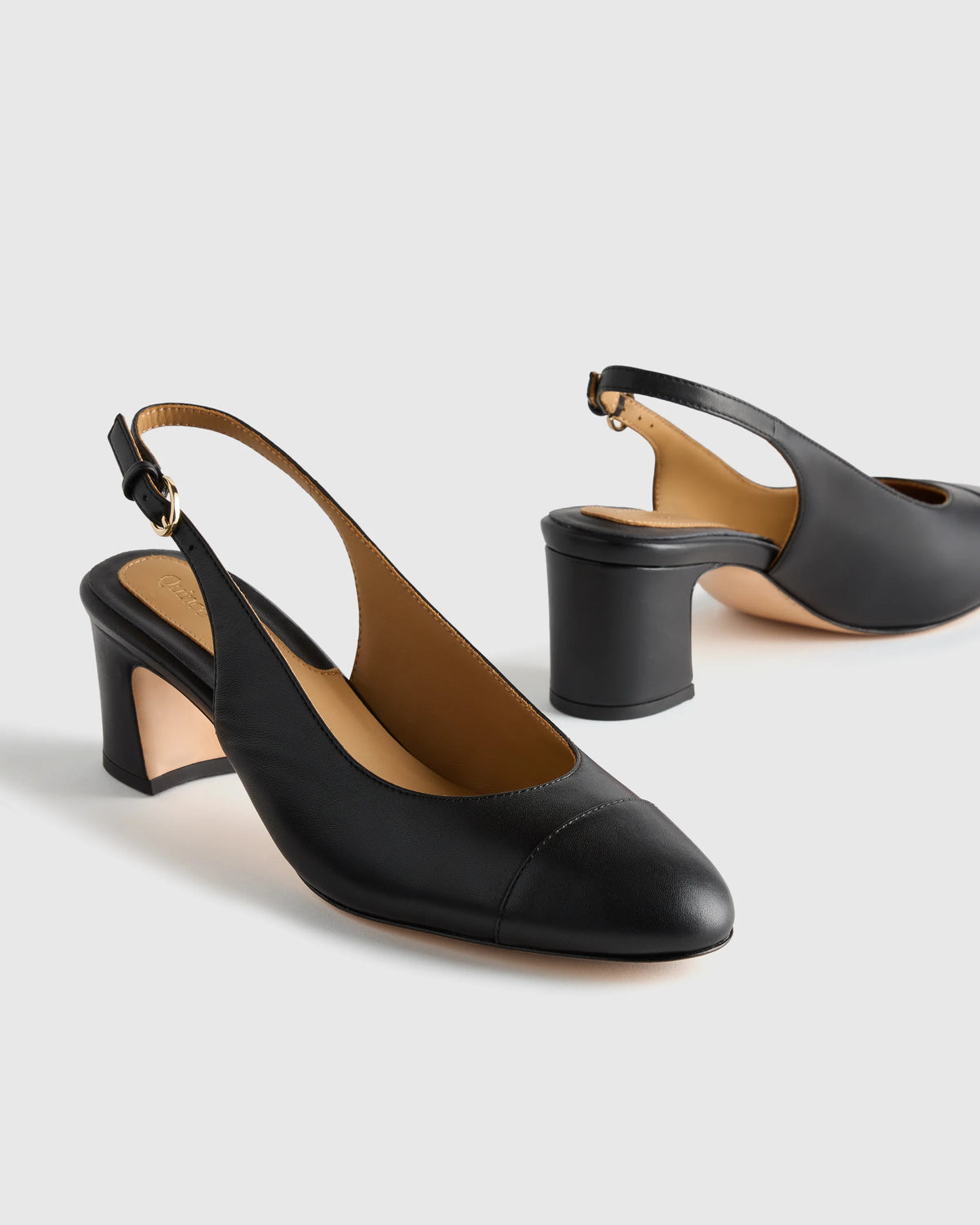Italian Leather 65mm Cap Toe Slingback - 5 / Cashew