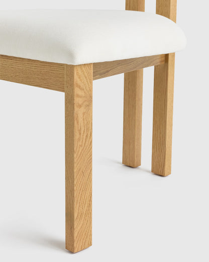 Solid Wood and Performance Fabric Dining Chair (Set of 2) - Set of 2 / Ivory/Natural