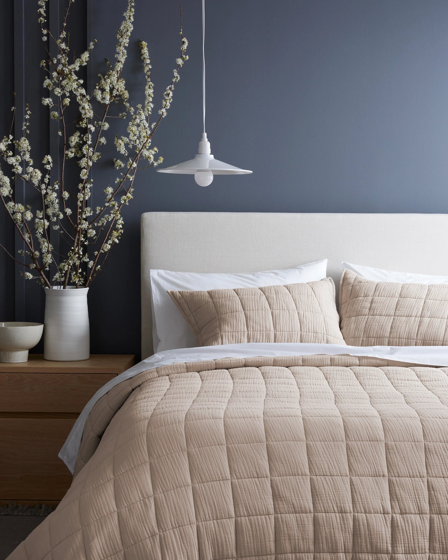 Organic Cotton Gauze Box Quilt Sham Set - Standard / Mineral