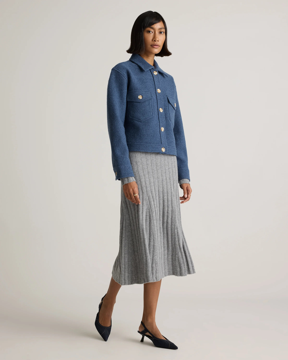 100% Merino Wool Cropped Shirt Jacket - XS / Mulled Wine