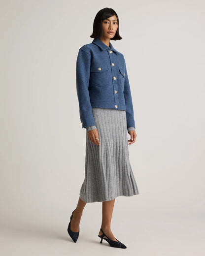 100% Merino Wool Cropped Shirt Jacket - XS / Mulled Wine