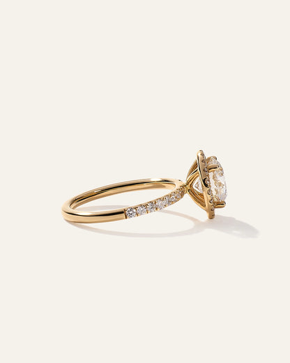 Lab Grown Diamond Round Halo Pave Engagement Ring - 2ct - 4 / Yellow Gold