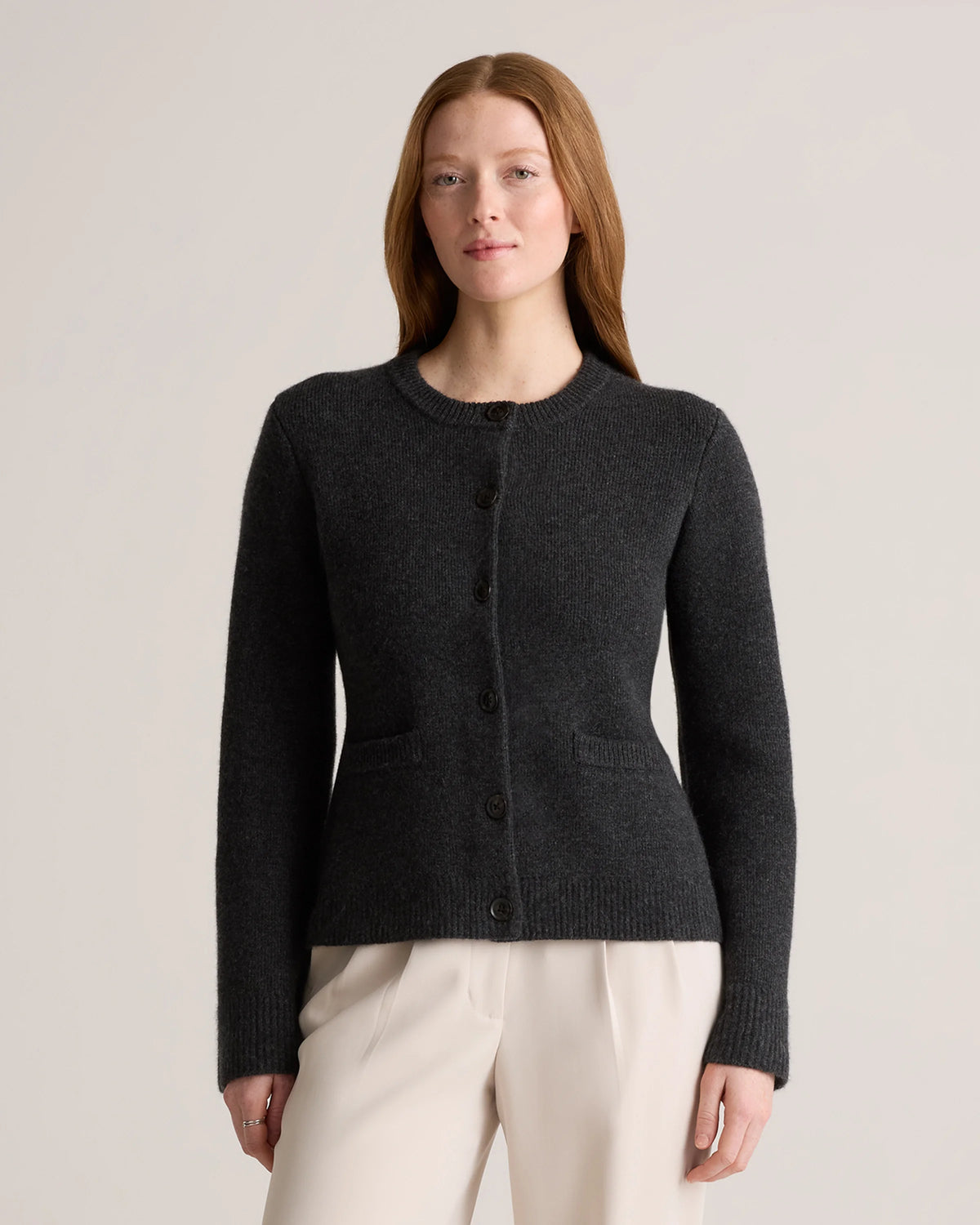 Mongolian Cashmere Structured Cardigan - XS / Oatmeal