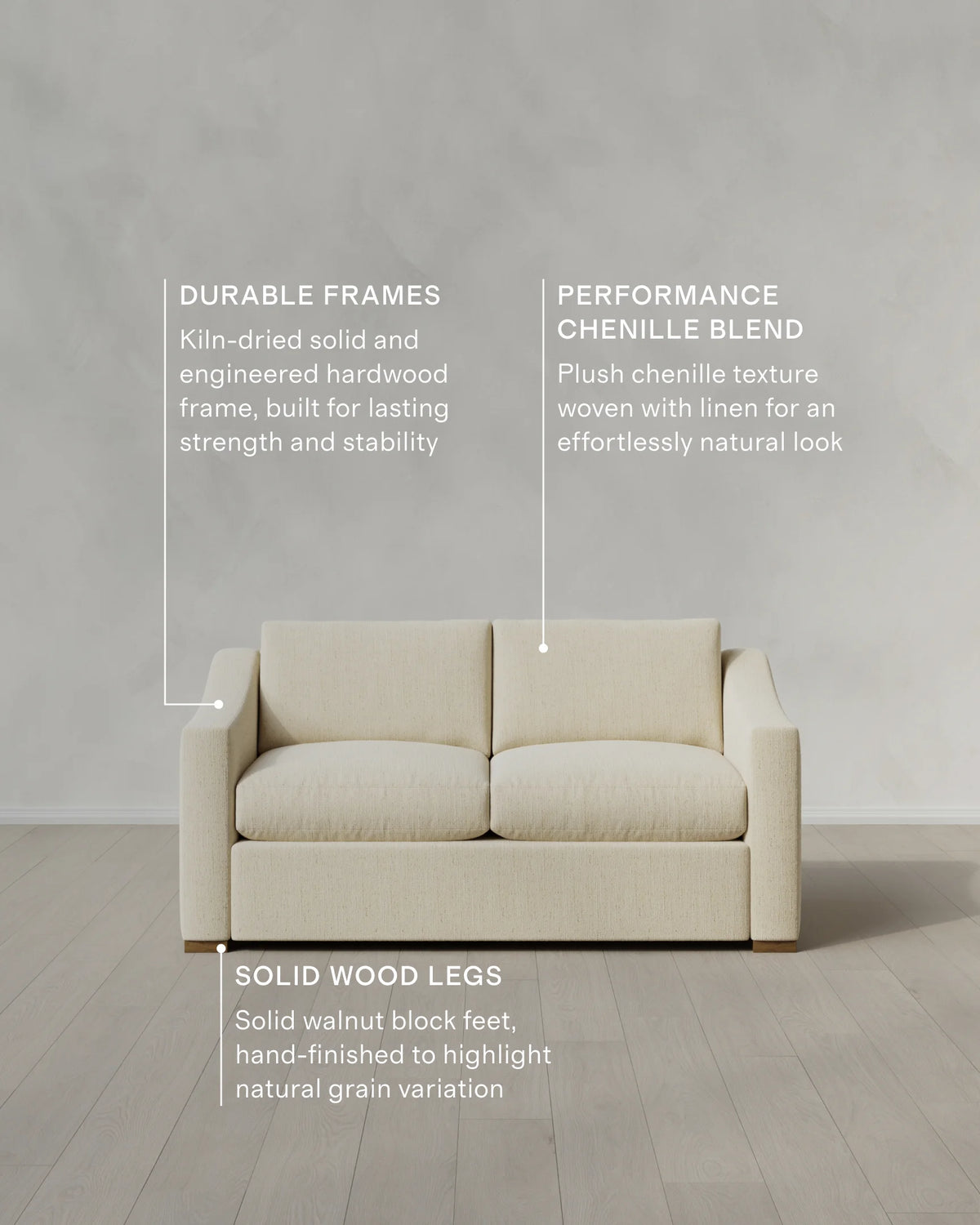 Hollis Slope Arm Sofa in Performance Chenille Linen Blend - 72" / Snow