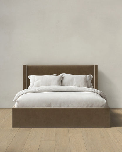 Wingback Bed in Performance Velvet - Full / Butterscotch