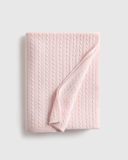 Cable Knit Cashmere Throw - 50x70 / Limoncello