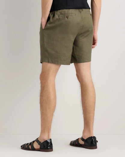 100% European Linen Shorts - 7" - S / Black