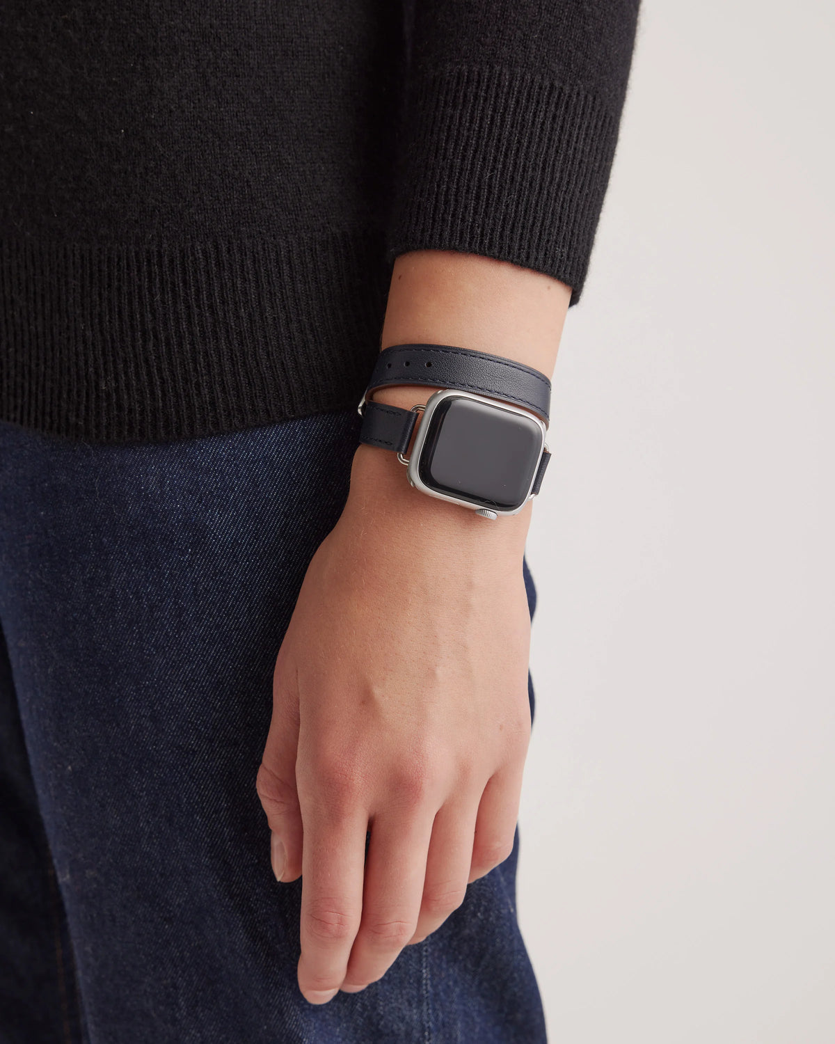 Leather Double Wrap Smartwatch Band - 38mm - 42mm / Dark Green