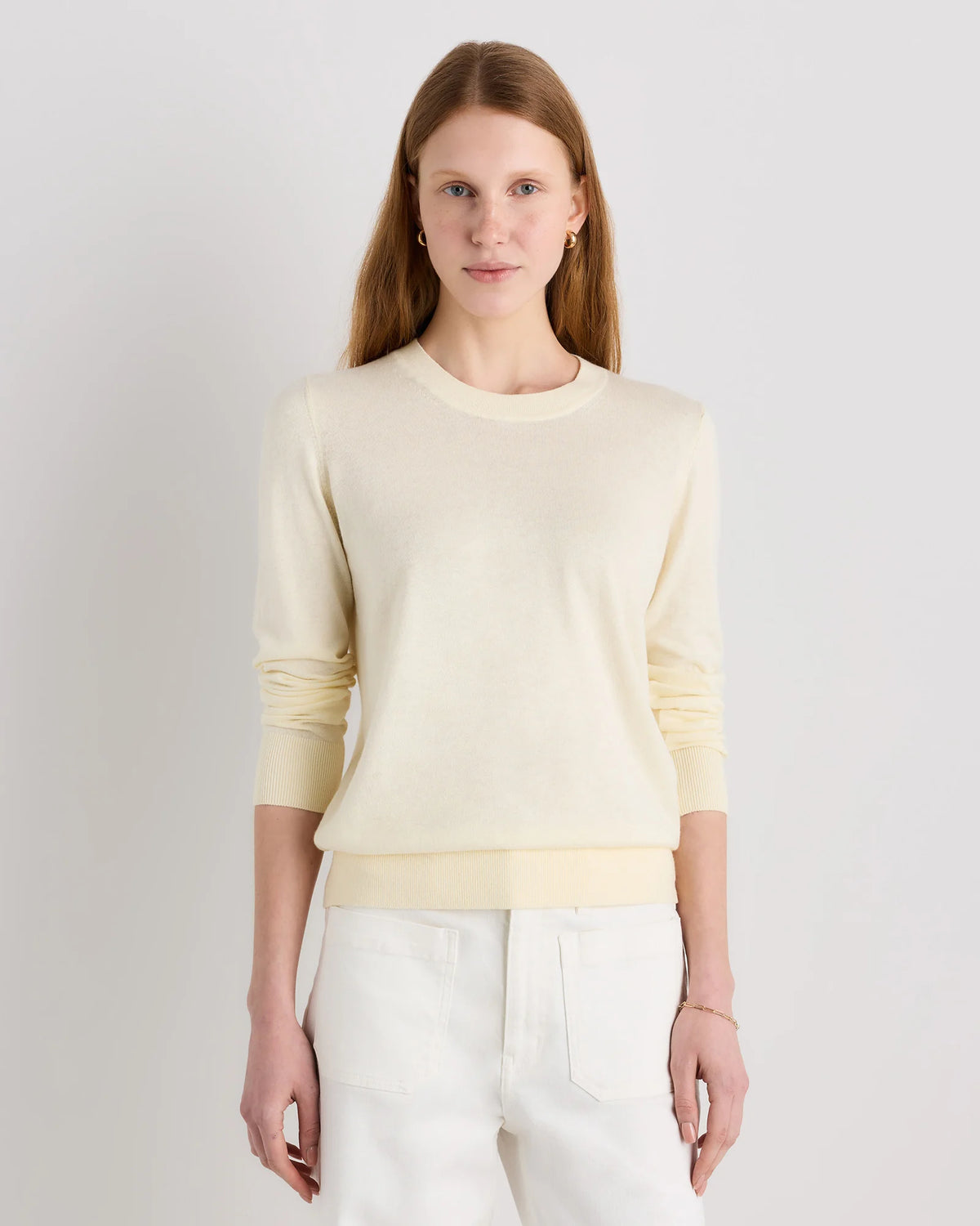 Lightweight Cotton Cashmere Crew Sweater - XS / Mountain Spring Blue