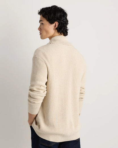 100% Organic Cotton Ribbed Shawl-Collar Cardigan Sweater - S / Bayberry Olive