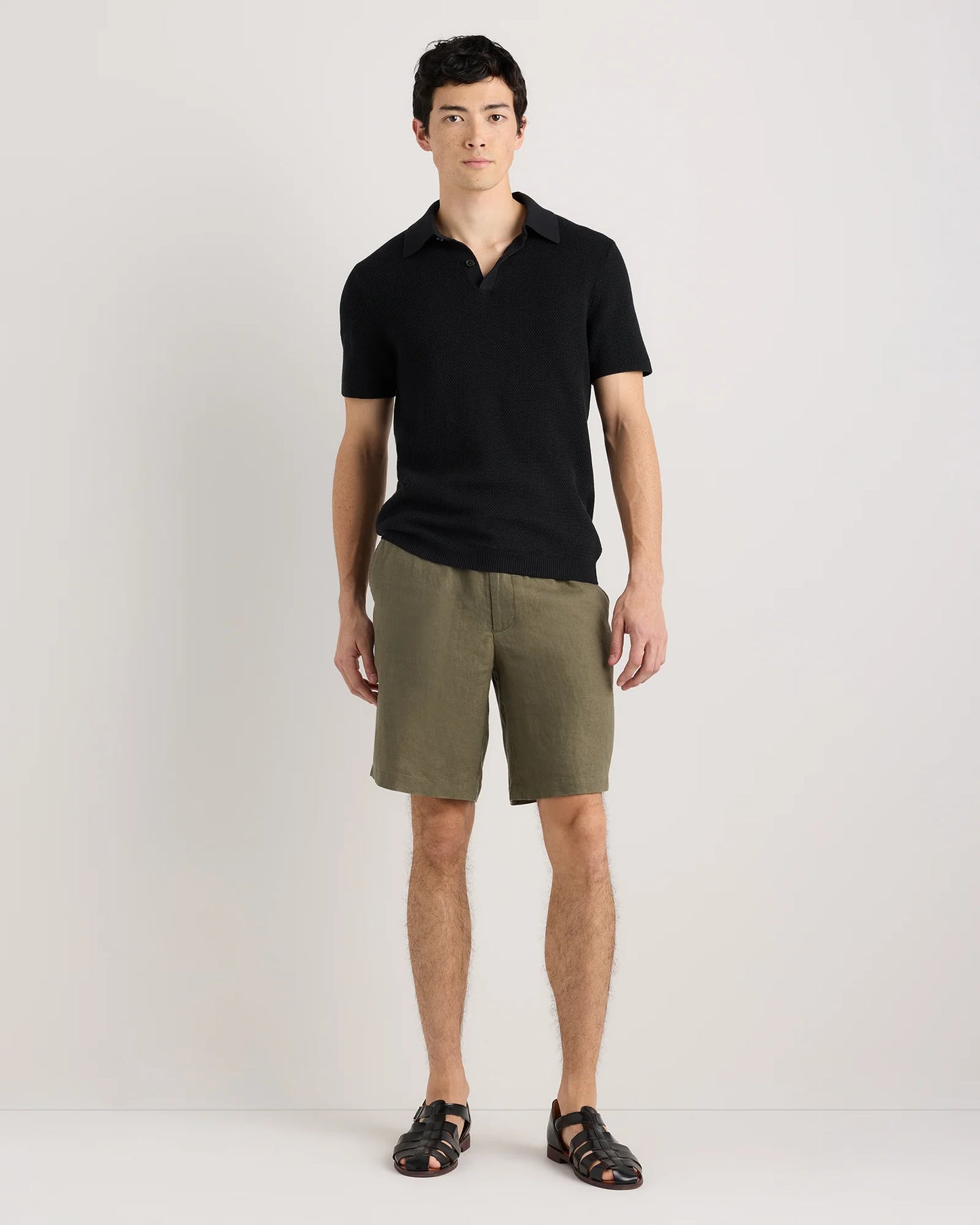 100% European Linen Shorts - 9" - S / Black