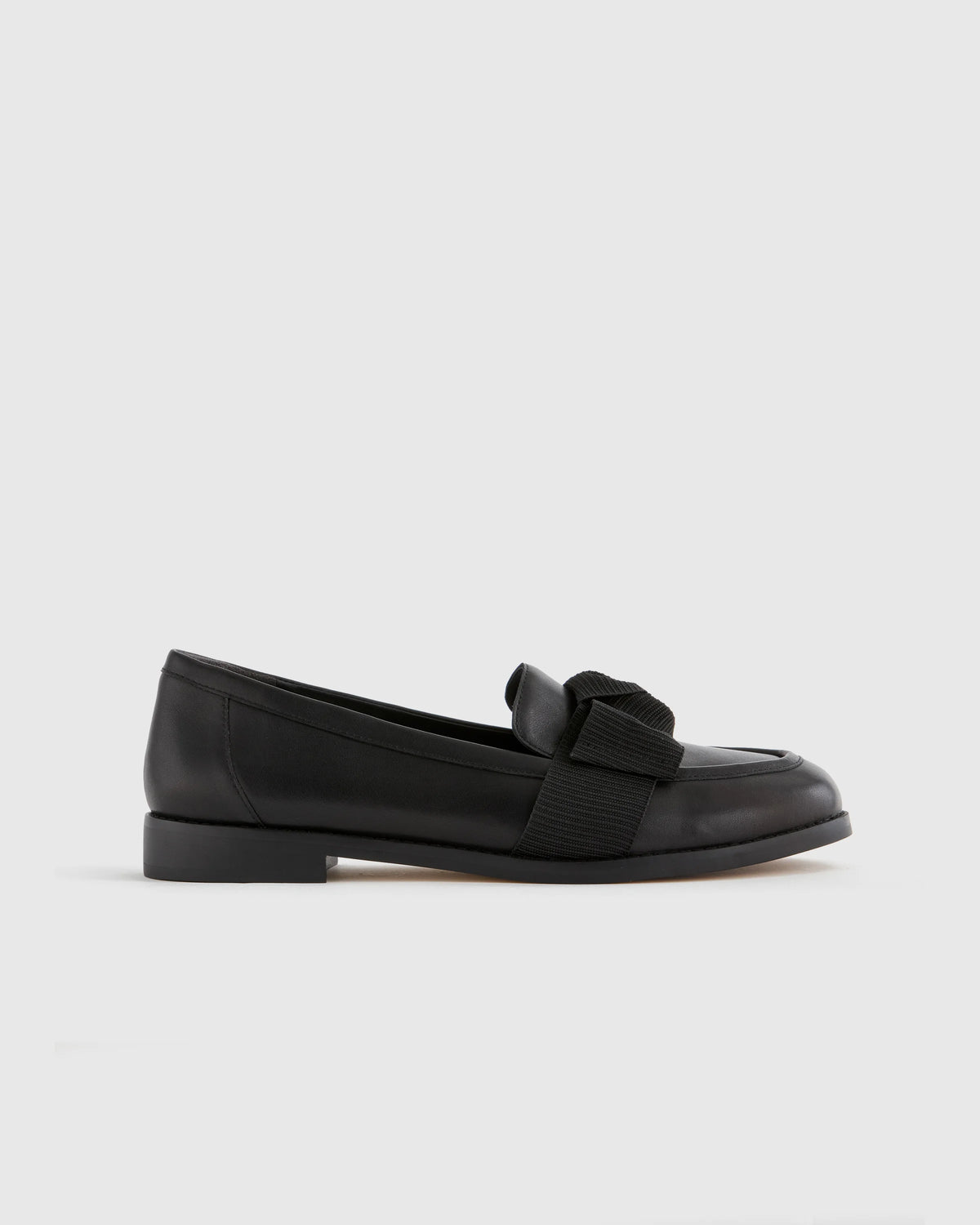 Italian Leather Bow Penny Loafer - 5 / Bone