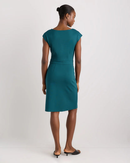 Ultra-Stretch Ponte Cap Sleeve Dress - XS / Ruby Red