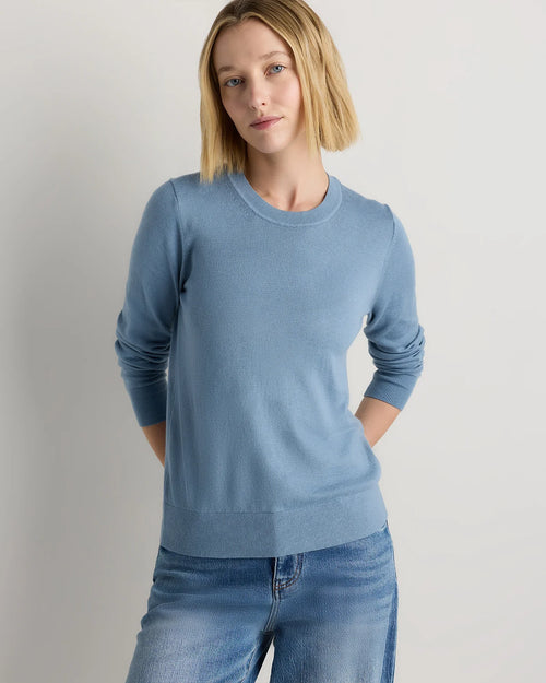 Lightweight Cotton Cashmere Crew Sweater - XS / Mountain Spring Blue