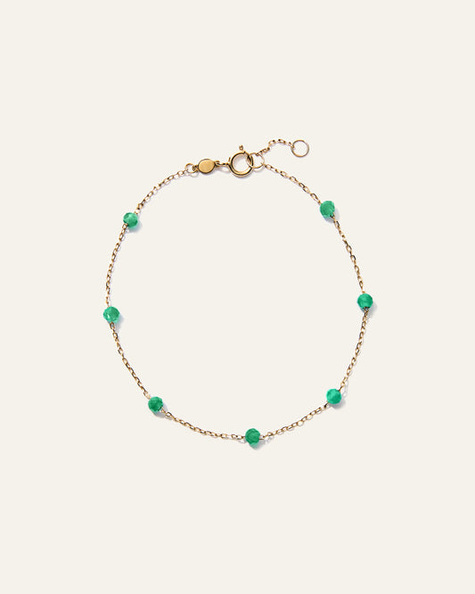 14K Gold Gemstone Station Stackable Bracelet - 6.5" / Yellow Gold