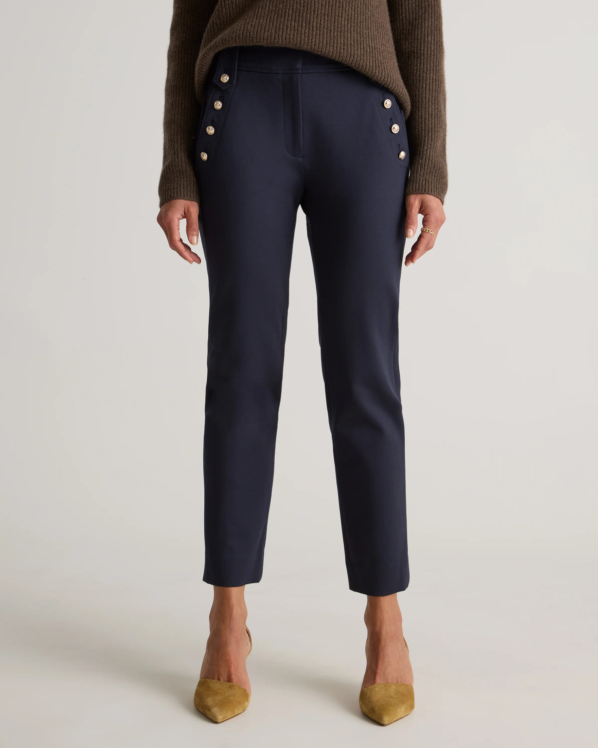 Ultra-Stretch Ponte Straight Leg Mariner Pants - XS / Morel Grey