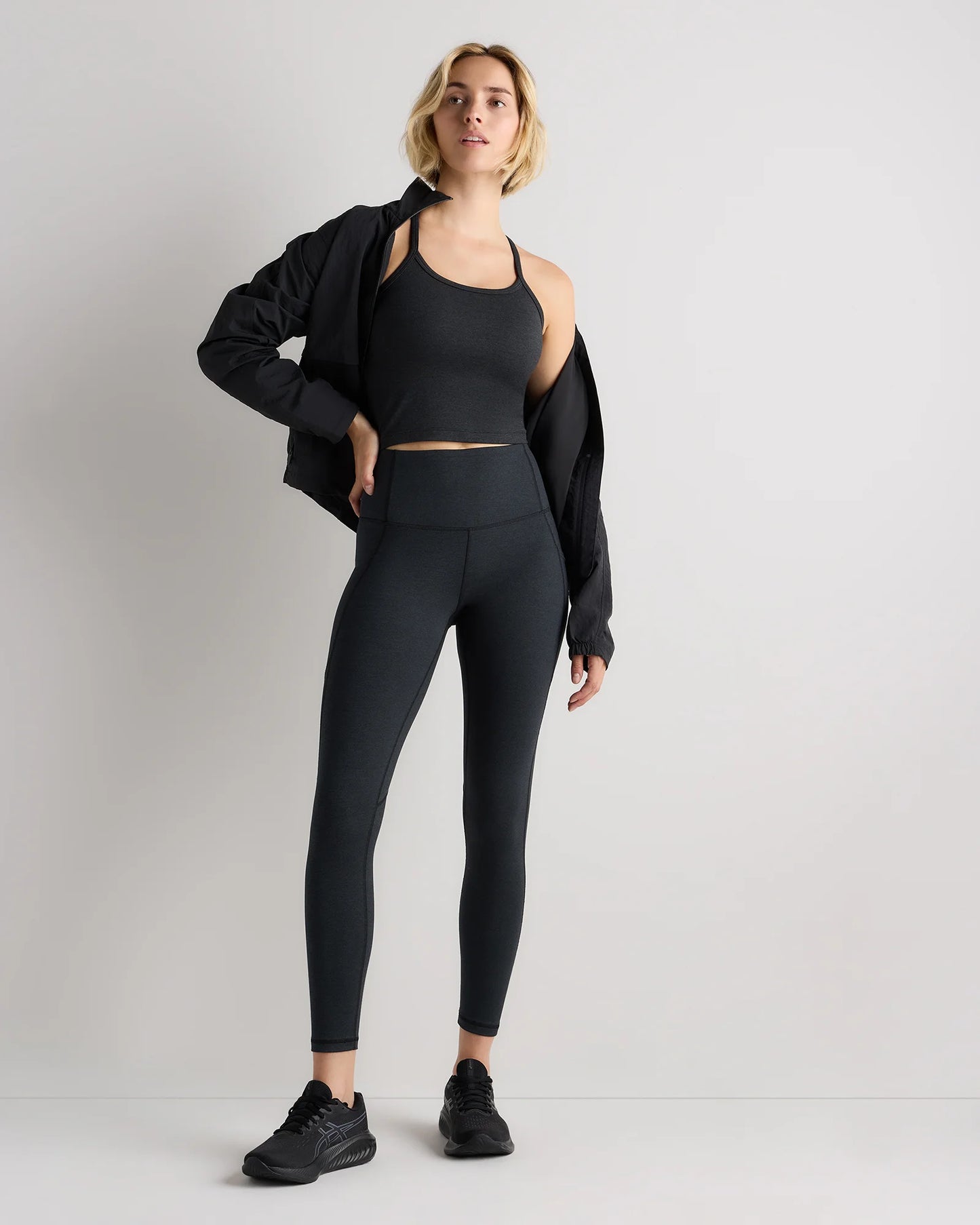 Ultra-Soft Y-Back Cropped Bra Tank - XS / Heather Black