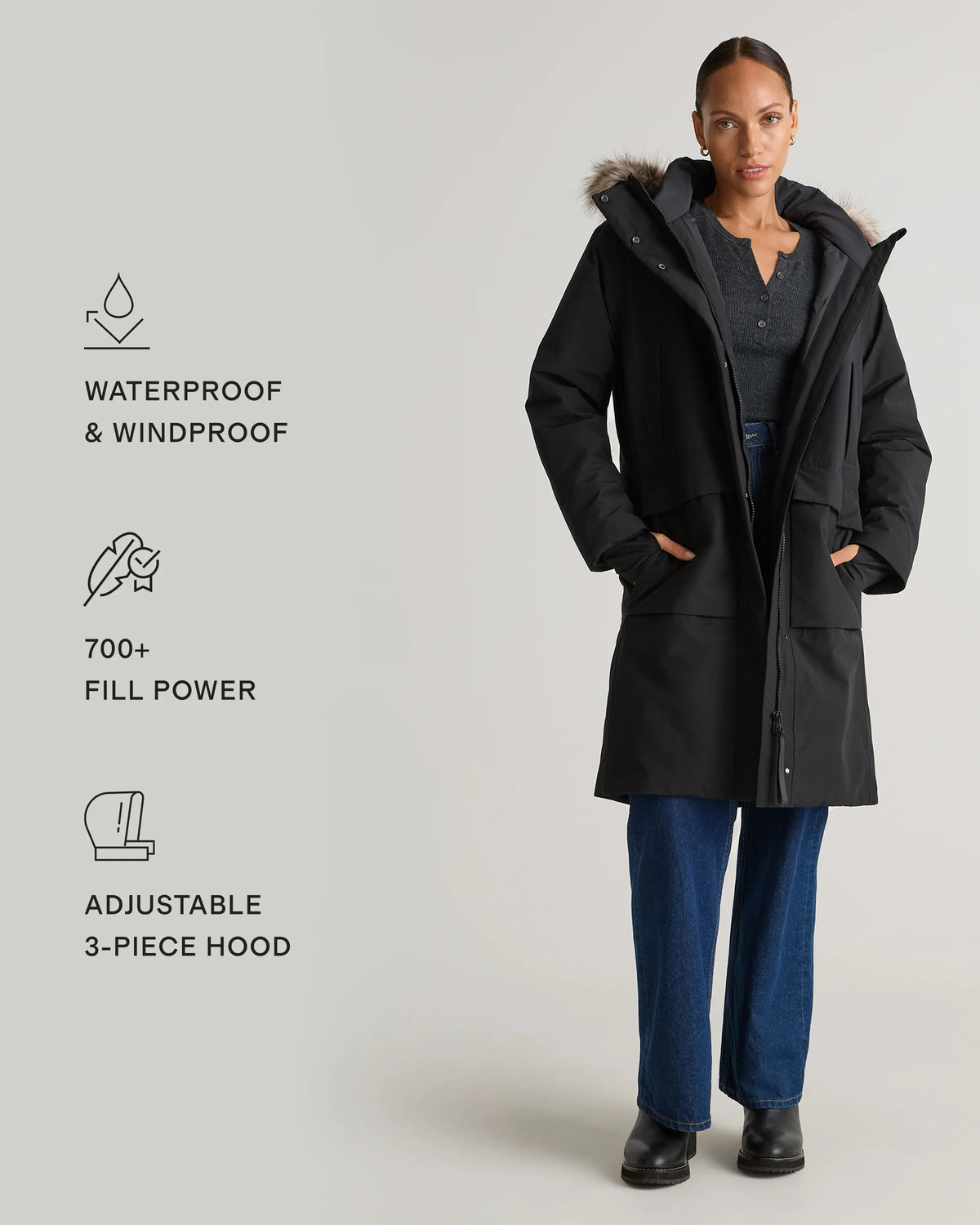 Responsible Down Hooded Long Parka - XS / Storm Blue