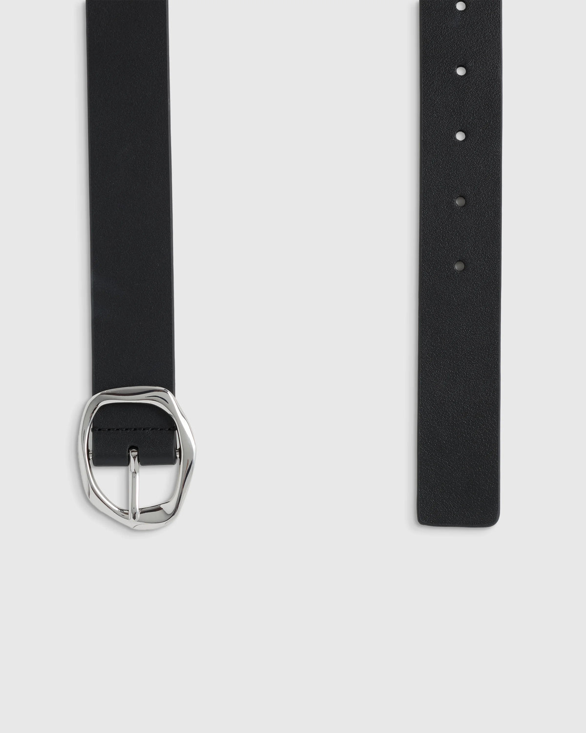 Zoe Sculptural European Leather Belt - XS / Black/Silver