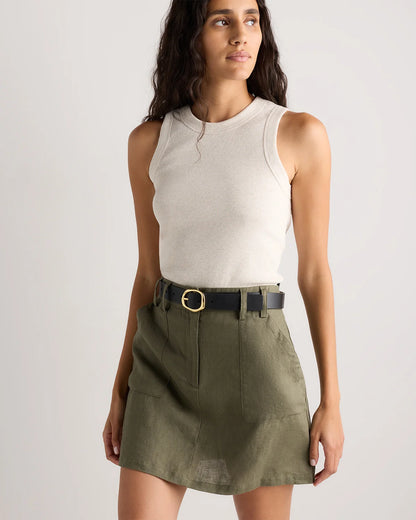 100% European Linen Utility Skort - XS / Bayberry Olive