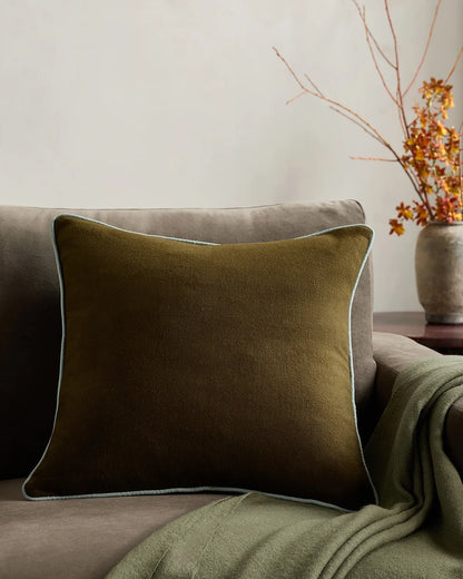 Contrast Piped Wool Pillow Cover - 20x20 / Brick Red/Espresso