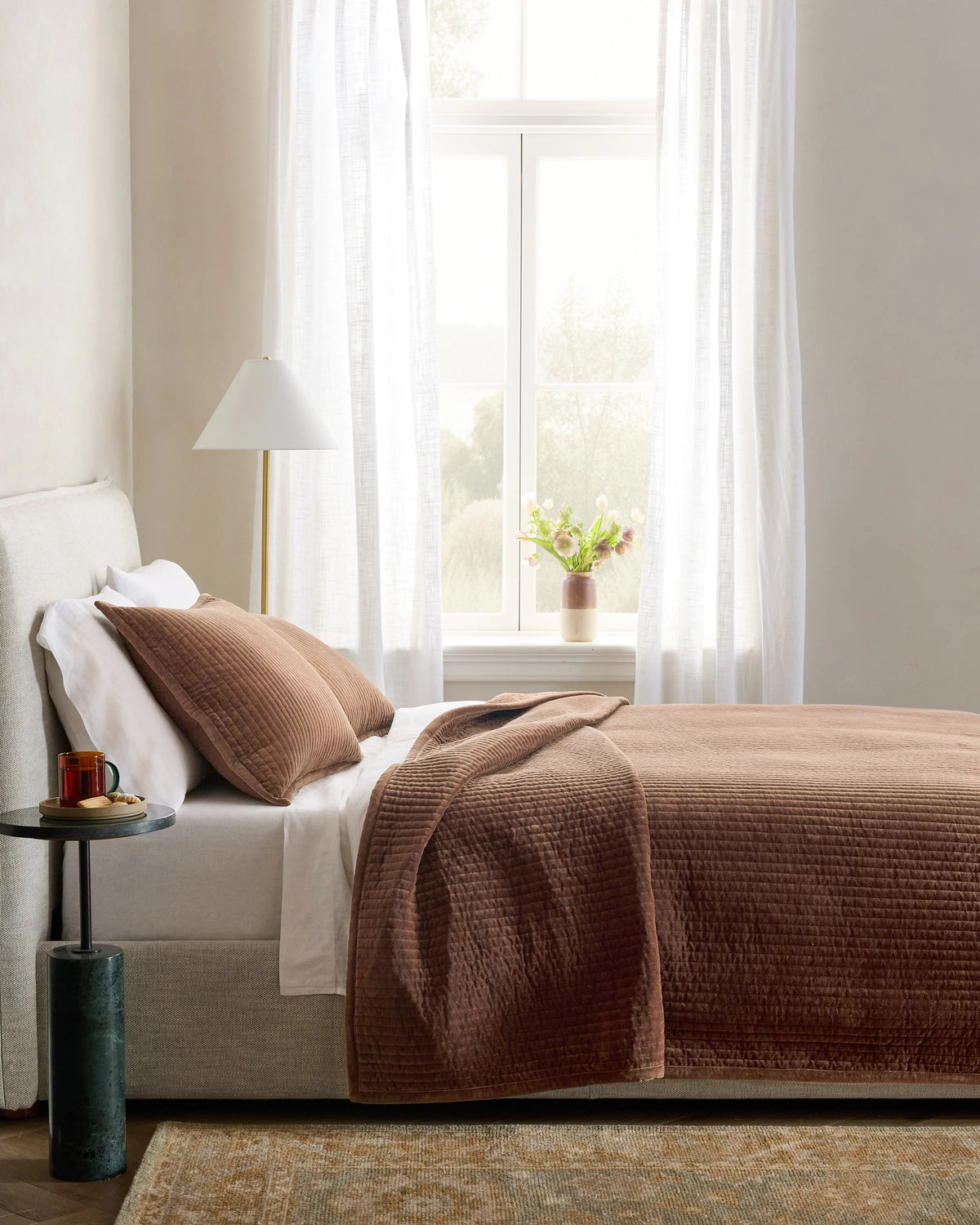 Cotton Velvet Channel Quilt Set - Full/Queen / Glacier Blue