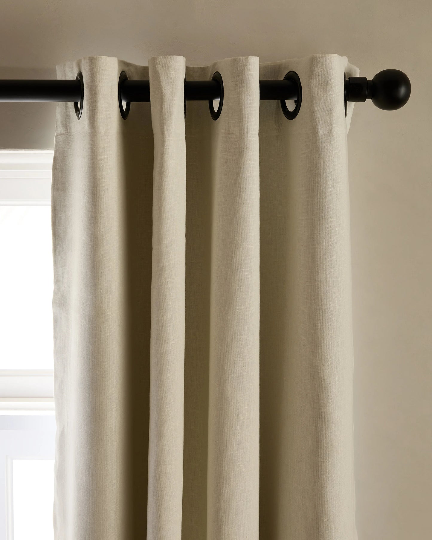 European Linen Grommet Room Darkening Curtain - Single Panel - 48x84 / White