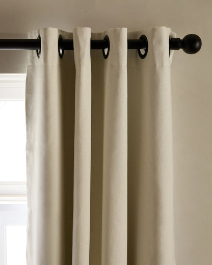 European Linen Grommet Room Darkening Curtain - Single Panel - 48x84 / White