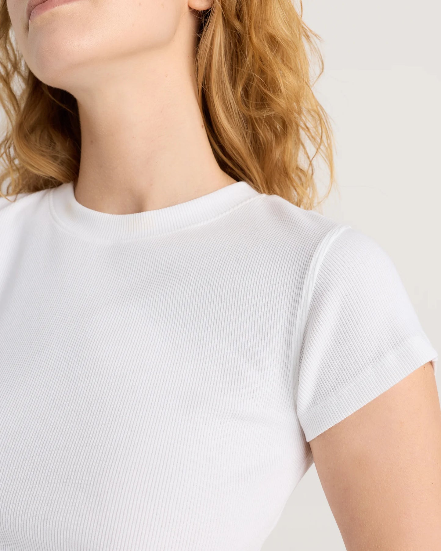 Organic Cotton Micro-Rib Crewneck Tee - XS / Heather Oatmeal
