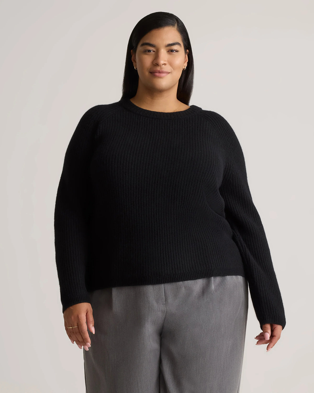 Mongolian Cashmere Fisherman Crewneck Sweater - 1X / Pale Custard Yellow