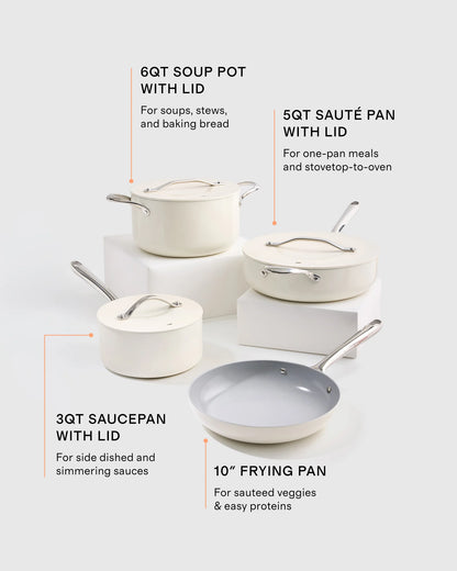 Ceramic Nonstick 7pc Cookware Set - One Size / Navy