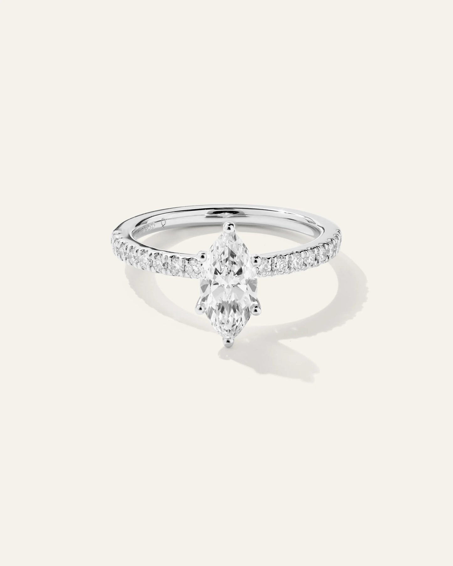 Lab Grown Diamond Marquise Petite Pave Engagement Ring - 1ct - 4 / Yellow Gold
