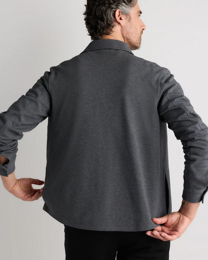 Cotton Pique Knit Overshirt - XS / Heather Charcoal