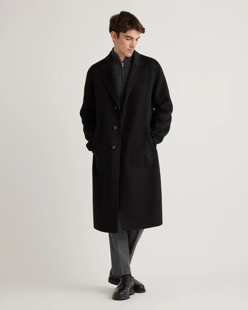 100% Mongolian Cashmere Double-Faced Overcoat - S / Black