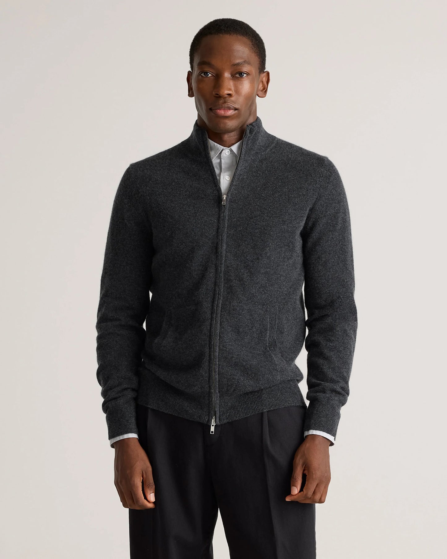 Mongolian Cashmere Full Zip Sweater - S / Teak