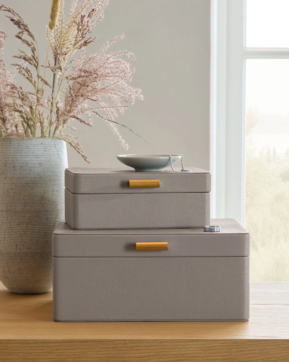 Shagreen Leather Decorative Boxes (Set of 2) - Set of 2 / Blush