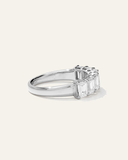 Lab Grown Diamond Emerald Seven Stone Band - 4 / Yellow Gold