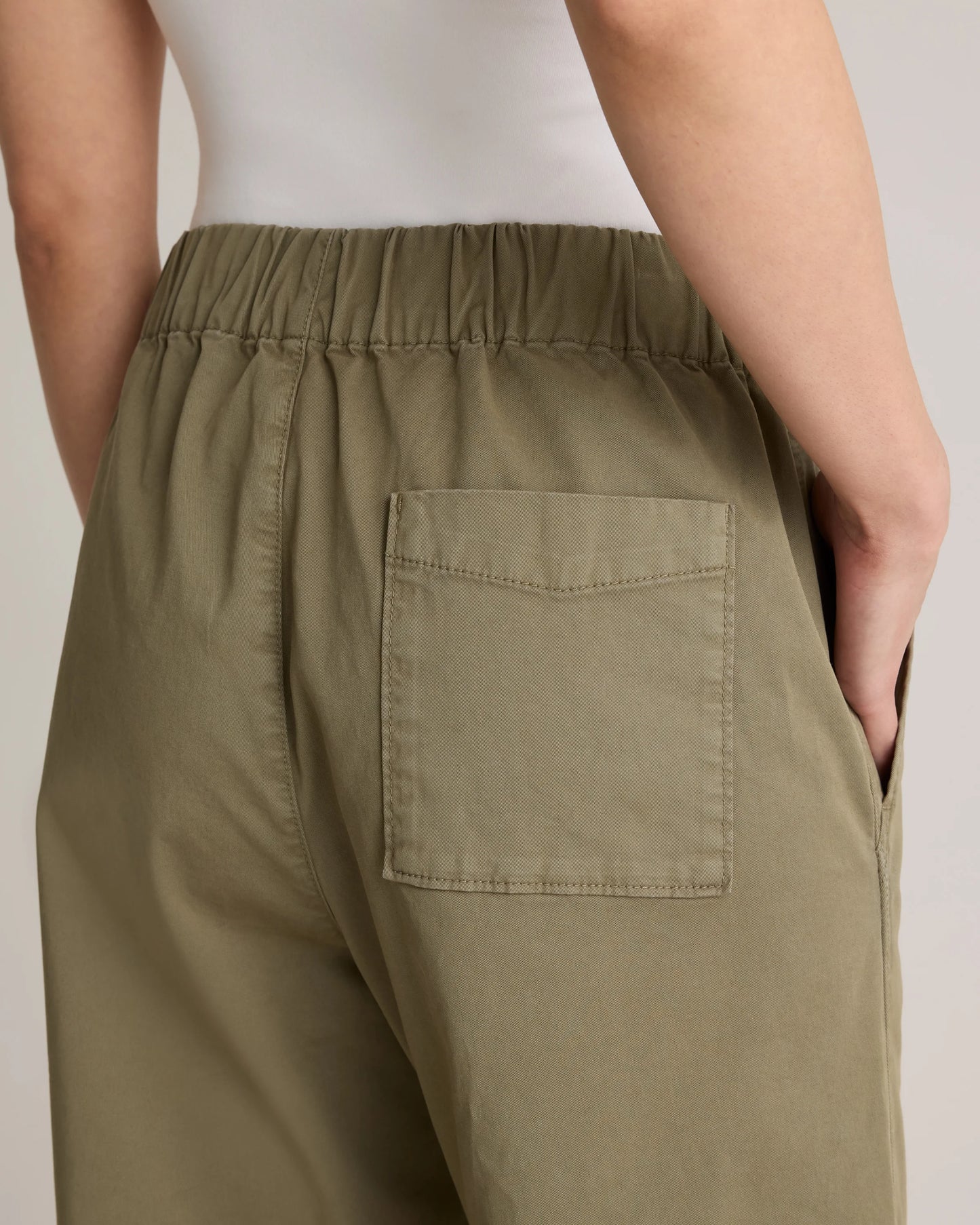 Organic Stretch Cotton Wide Leg Chino Pants - 0 / Olive