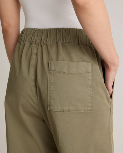 Organic Stretch Cotton Wide Leg Chino Pants - 0 / Olive