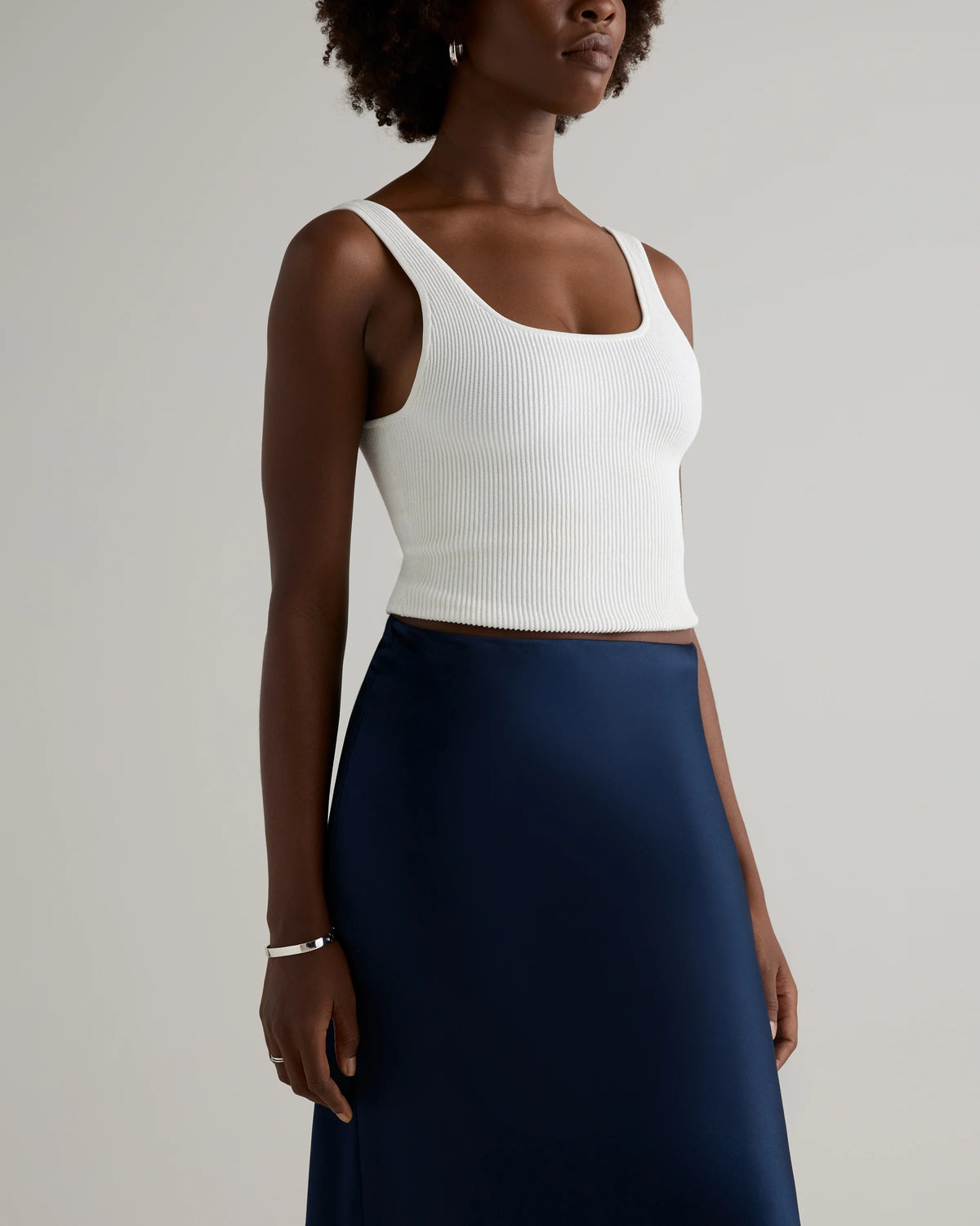 100% Washable Silk Maxi Skirt - XS / Navy