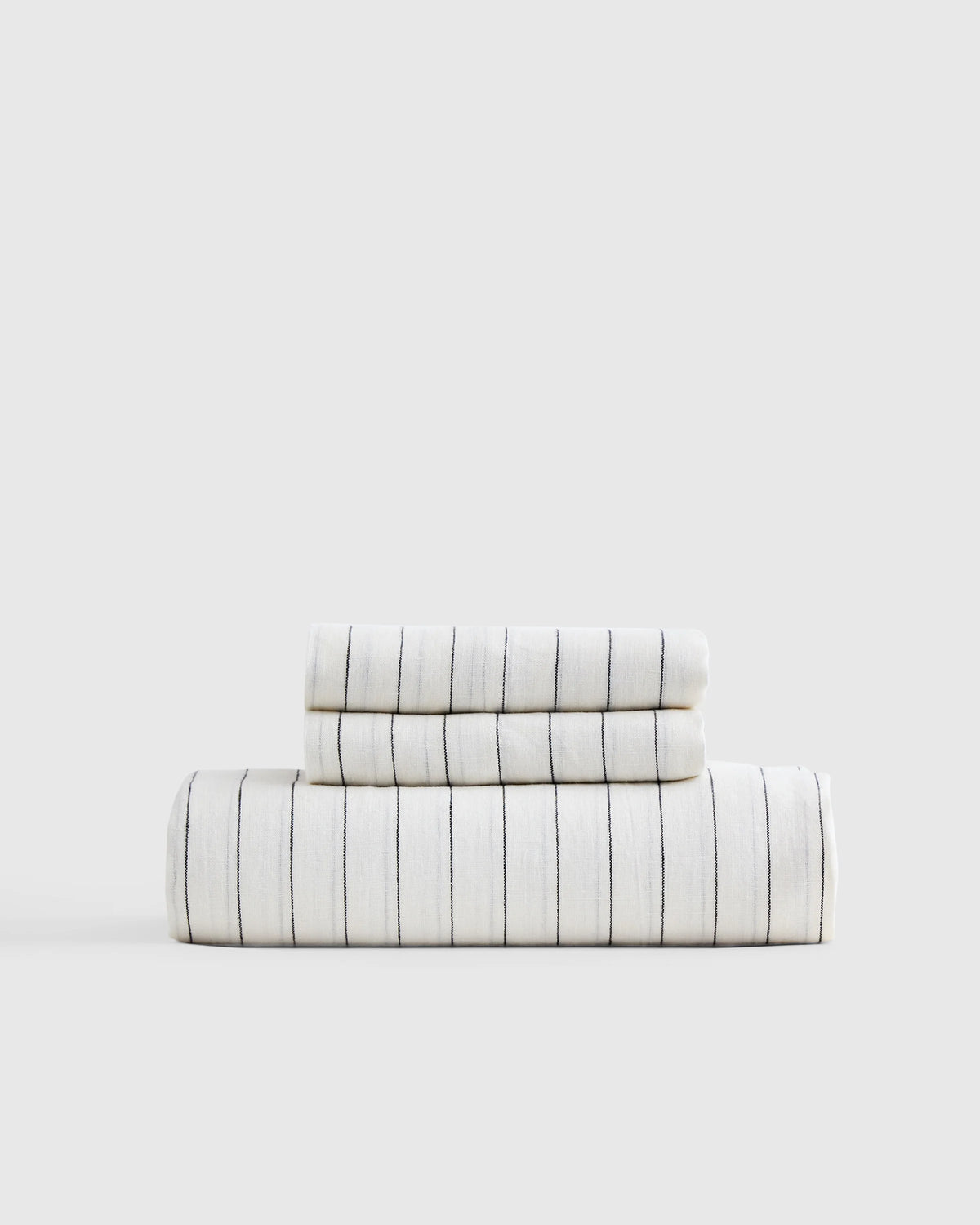 European Linen Stripe Fitted Sheet Set - Twin / Grey/White Stripe